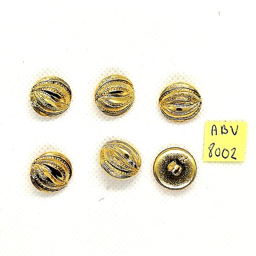 6 boutons en résine doré - 15mm - abv8002