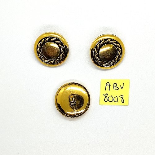 3 boutons en résine doré - 20mm - abv8008