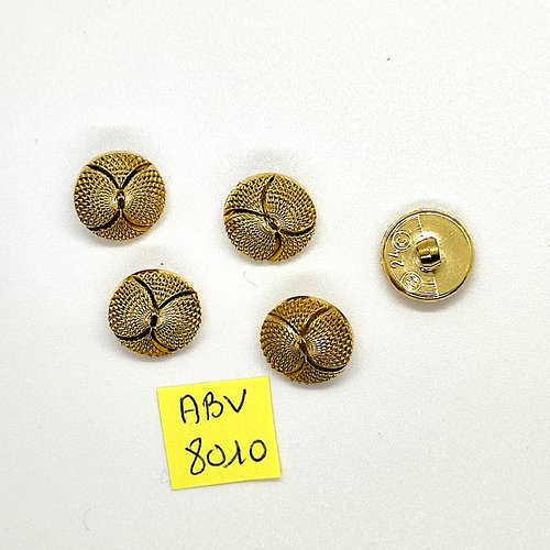 5 boutons en résine doré - 15mm - abv8010