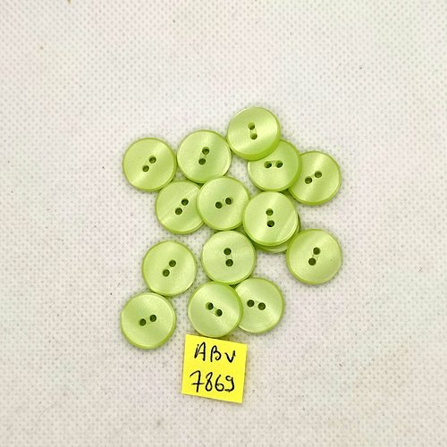 15 boutons en résine vert d'eau - 14mm - abv7869