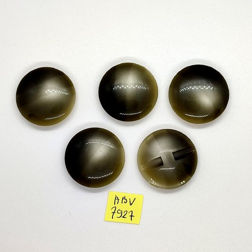 5 boutons en résine gris / vert - 28mm - abv7927