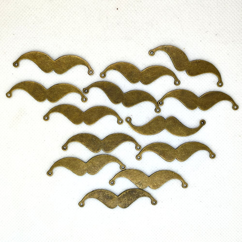 13 connecteurs en métal bronze - moustaches - 19x49mm - 21