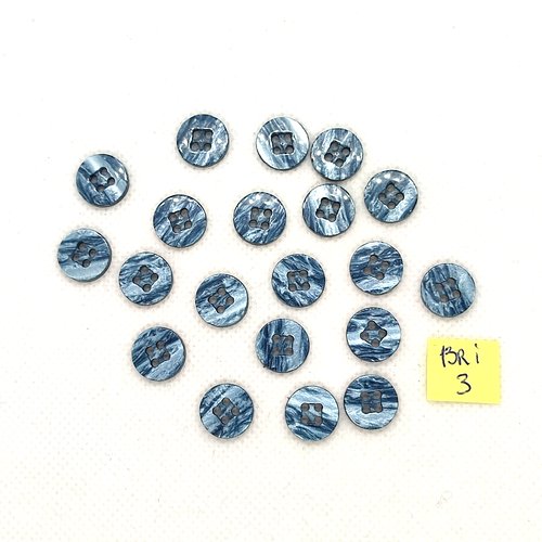 10 boutons en résine bleu - 12mm - bri3bis