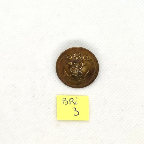 1 boutons en métal bronze - vintage - une ancre - 23mm - bri3