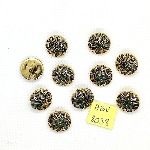 10 boutons en résine doré - 15mm - abv8038