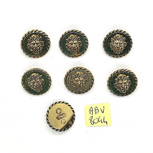 7 boutons en métal doré - tete de lion - 19mm - abv8044