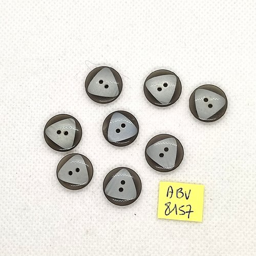 8 boutons en résine gris - 14mm - abv8157