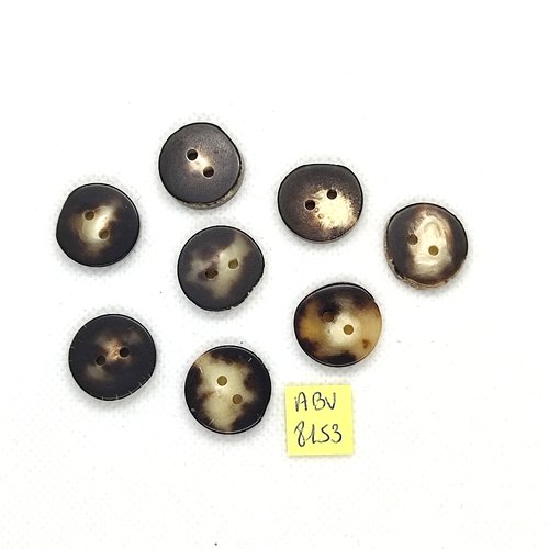 8 boutons en résine marron / beige - 18mm - abv8153