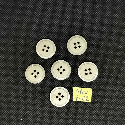 6 boutons en résine beige / ivoire - 18mm - abv8062