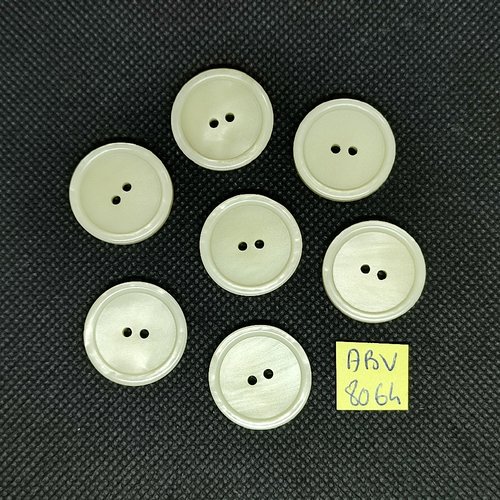 7 boutons en résine ivoire - 23mm - abv8064