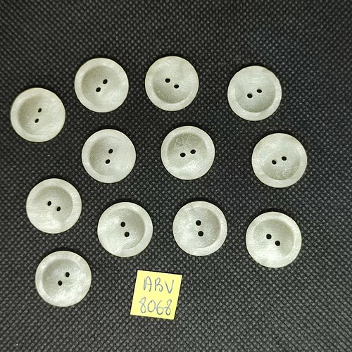 12 boutons en résine ivoire - 18mm - abv8068