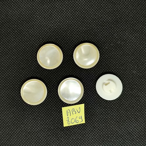 5 boutons en résine ivoire - 20mm - abv8069
