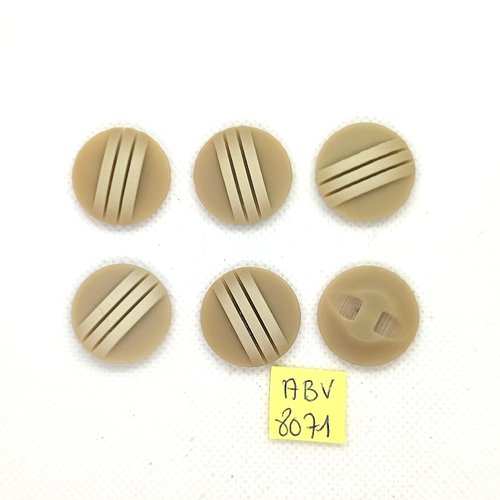 6 boutons en résine beige - 22mm - abv8071