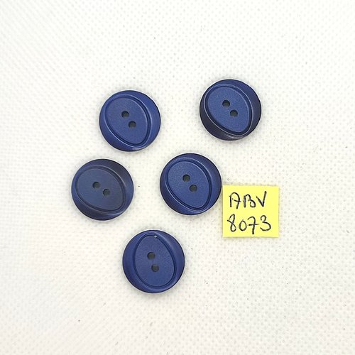 5 boutons en résine bleu - 17mm - abv8073