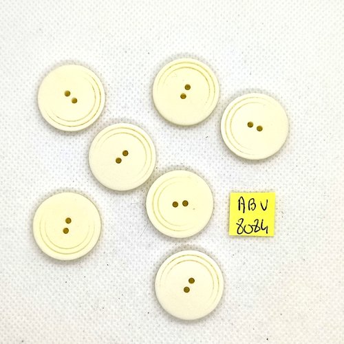 7 boutons en résine ivoire - 22mm - abv8084