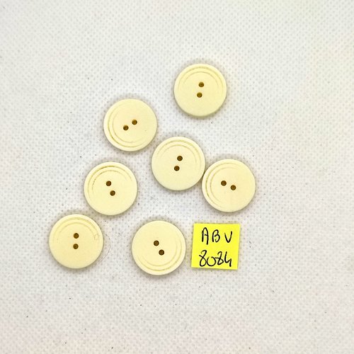 7 boutons en résine ivoire - 18mm - abv8084