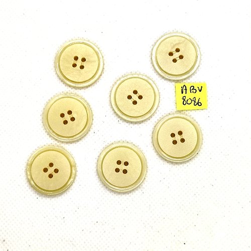 7 boutons en résine beige - 22mm - abv8086