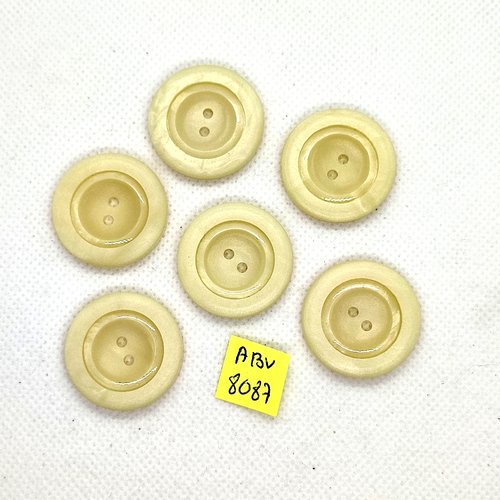 6 boutons en résine beige - 27mm - abv8087