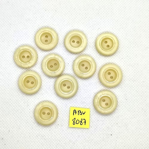 11 boutons en résine beige - 18mm - abv8087