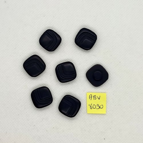 7 boutons en résine bleu foncé - 16x16mm - abv8090