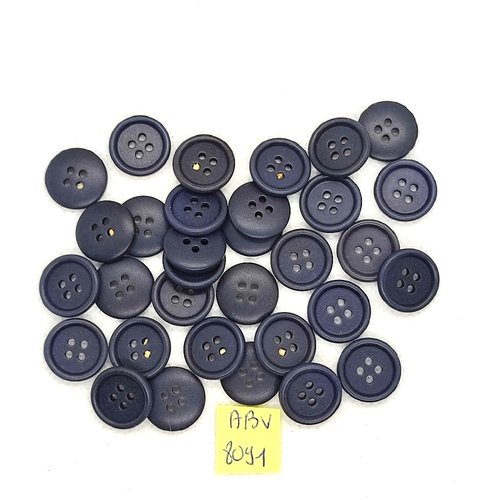 30 boutons en résine bleu foncé - 15mm - abv8091