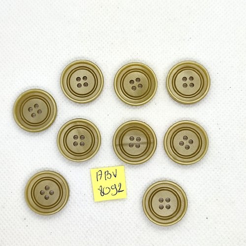 9 boutons en résine vert / kaki - 20mm - abv8092