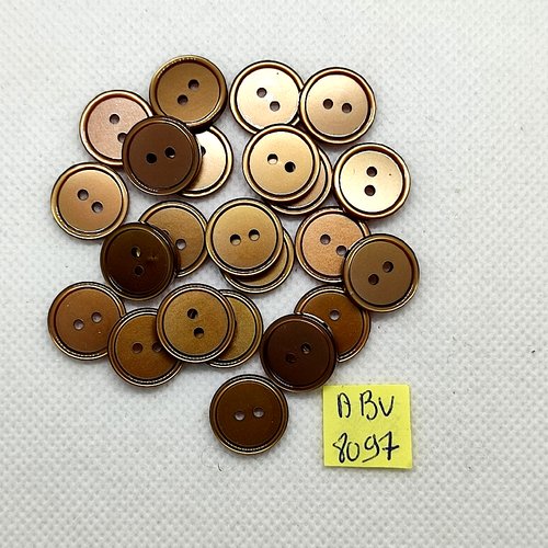 23 boutons en résine beige / marron - 14mm - abv8097
