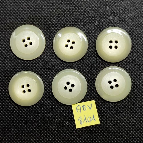 6 boutons en résine beige - 23mm - abv8101