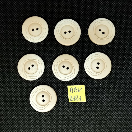 7 boutons en résine beige - 22mm - abv8121