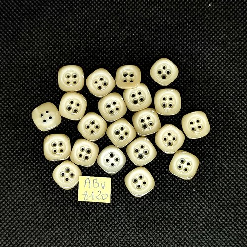 21 boutons en résine beige - 12x12mm - abv8120