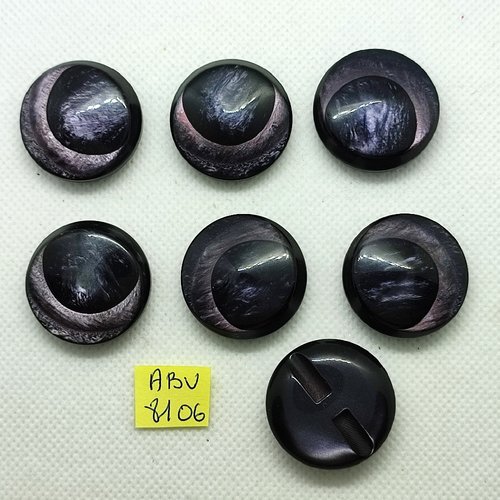 7 boutons en résine bleu / violet - 27mm - abv8106