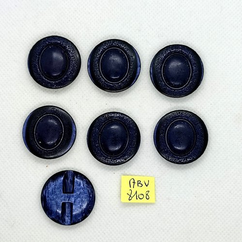 7 boutons en résine bleu foncé - 26mm - abv8108