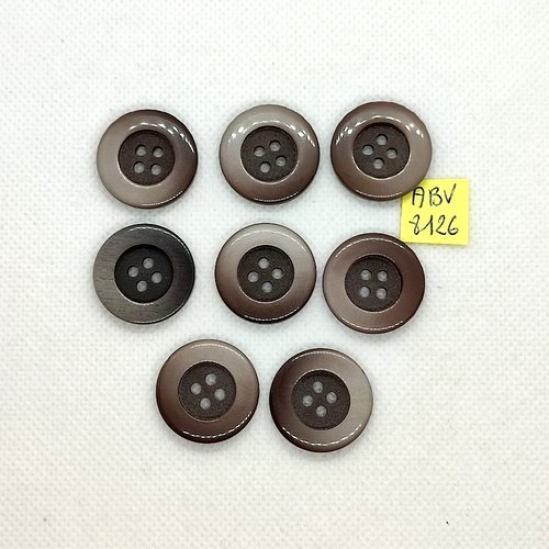 8 boutons en résine marron / gris - 22mm - abv8126