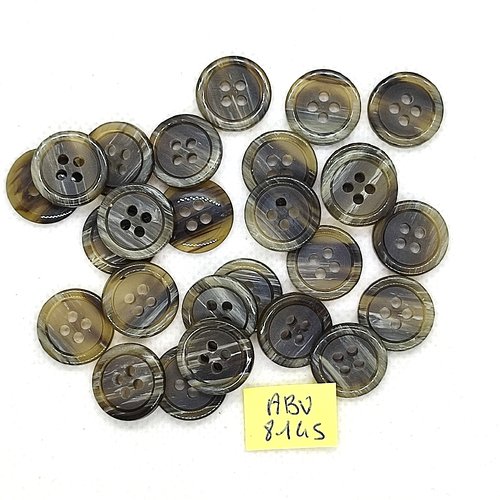 28 boutons en résine vert / gris - 15mm - abv8145