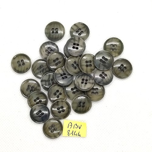 27 boutons en résine vert / gris - 15mm - abv8144