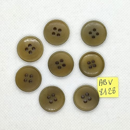 8 boutons en résine kaki / taupe - 19mm - abv8128