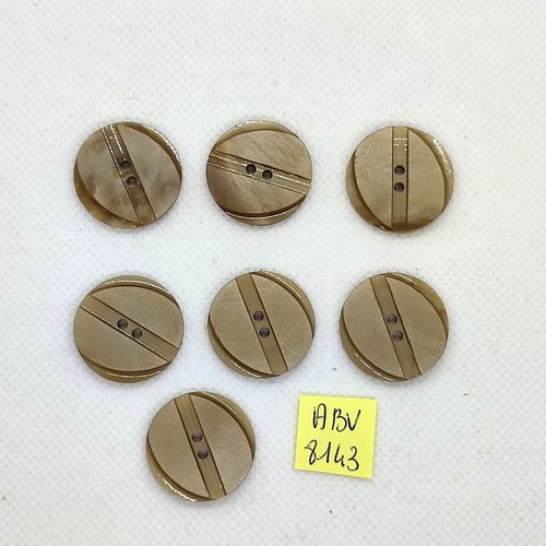 7 boutons en résine beige foncé - 23mm - abv8143