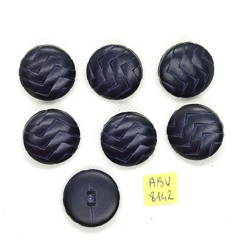 7 boutons en simili cuir bleu - 26mm - abv8142