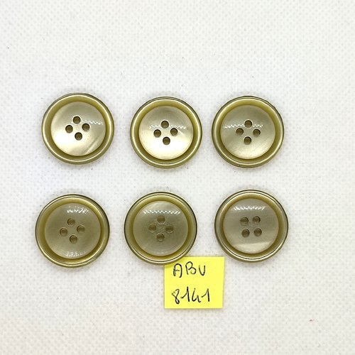 6 boutons en résine vert - 22mm - abv8141