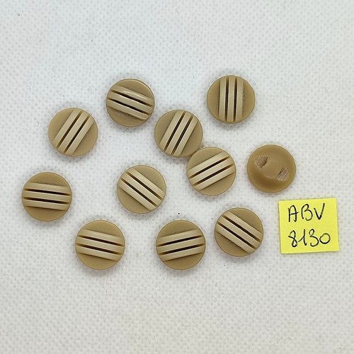 11 boutons en résine beige - 9mm - abv8130