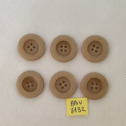 6 boutons en résine beige - 22mm - abv8132