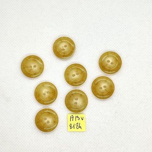 8 boutons en résine vert / jaune - 17mm - abv8184