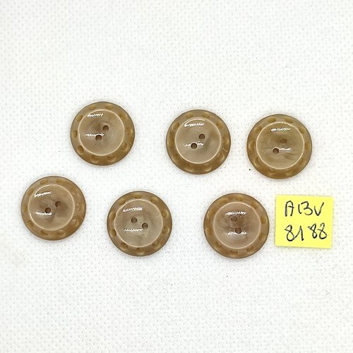 6 boutons en résine beige - 18mm - abv8188