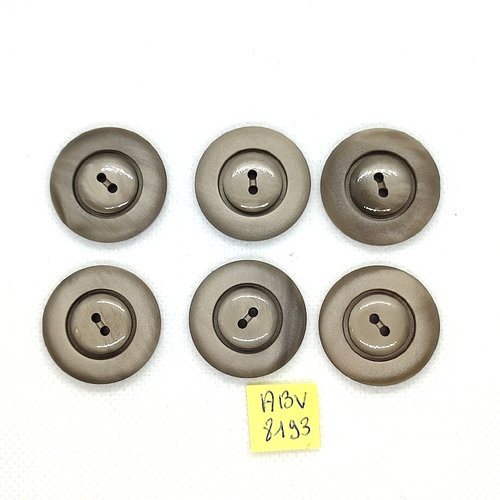 6 boutons en résine gris - 27mm - abv8193