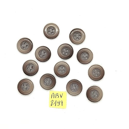 13 boutons en résine marron / taupe - 14mm - abv8197