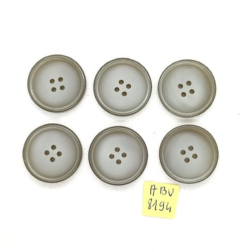 6 boutons en résine gris - 26mm - abv8194