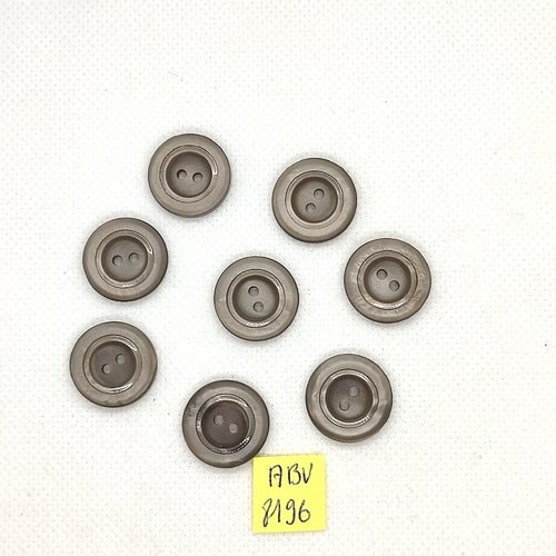 8 boutons en résine gris - 18mm - abv8196