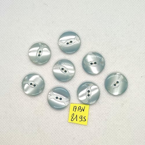 8 boutons en résine bleu - 18mm - abv8195
