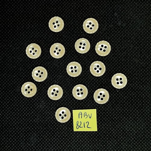 15 boutons en résine beige - 10mm - abv8212