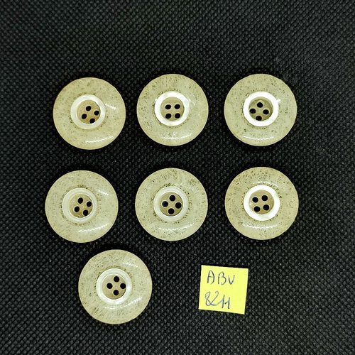 7 boutons en résine jaune clair - 23mm - abv8211